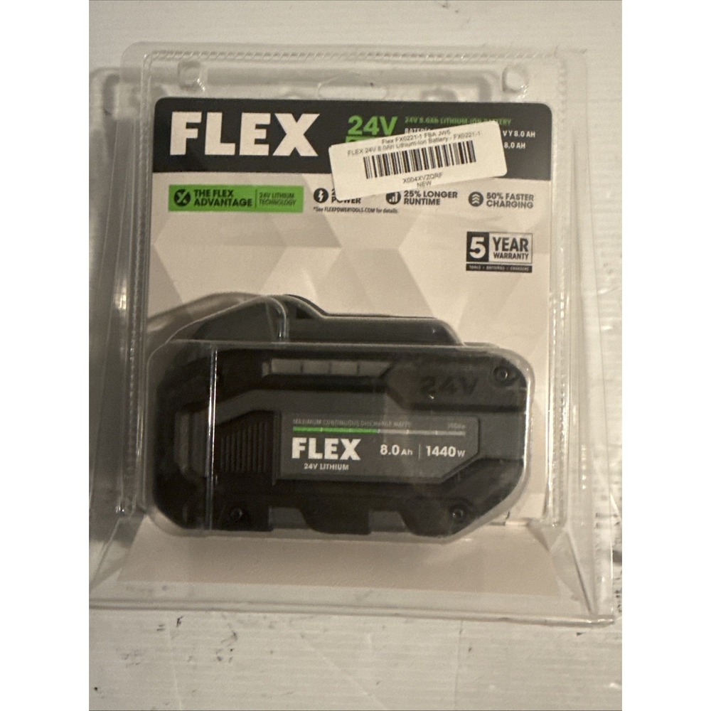 Flex FX0221-1 24V 8.0Ah Lithium-Ion Battery, Double-Sided Fuel Gauge